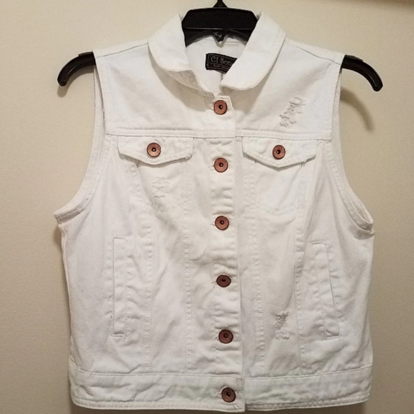 White Jean Vest - Picture 1 of 5